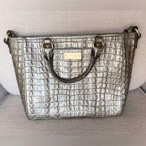 Brahmin Metallic Silver/Pewter Crocodile Embossed Women's Bag